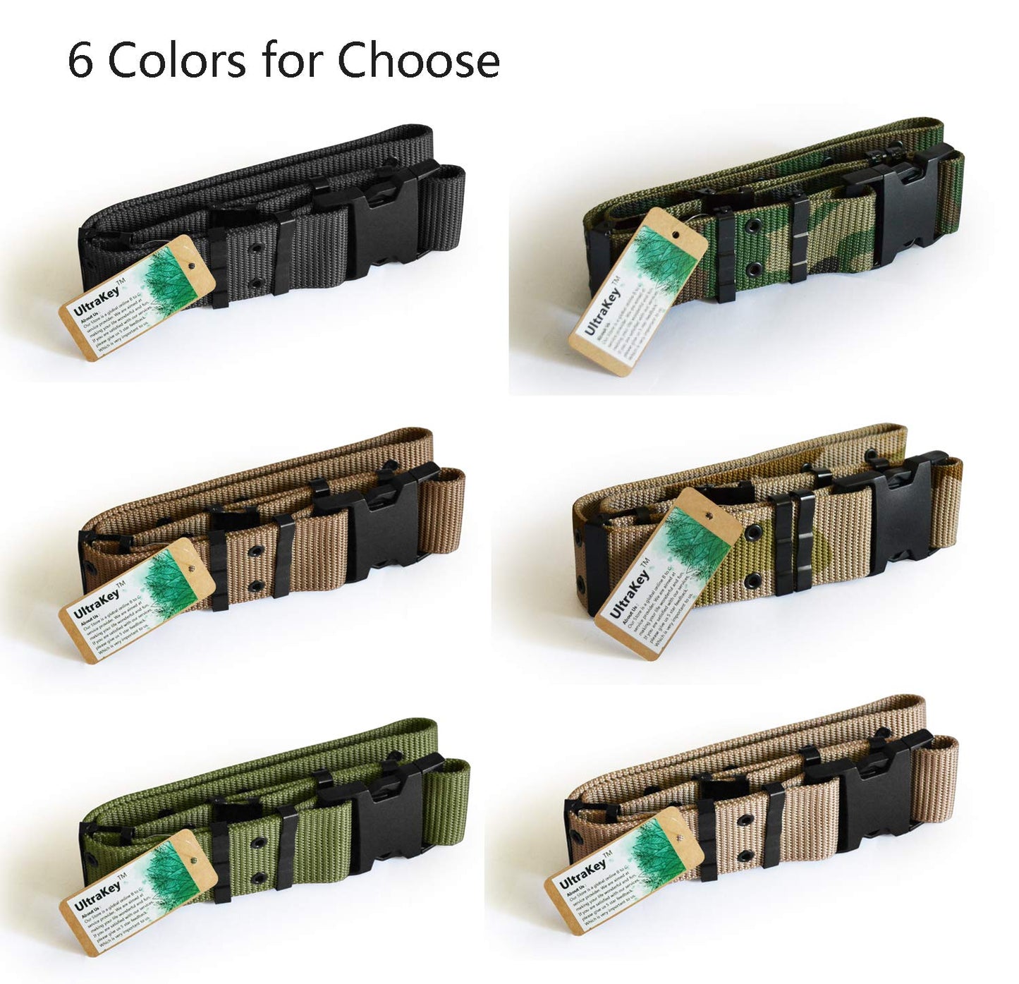 UltraKey Tactical Belt, Adjustable Security Military Heavy Duty Rescue Belt for Outdoor Sports and Hunting Khaki