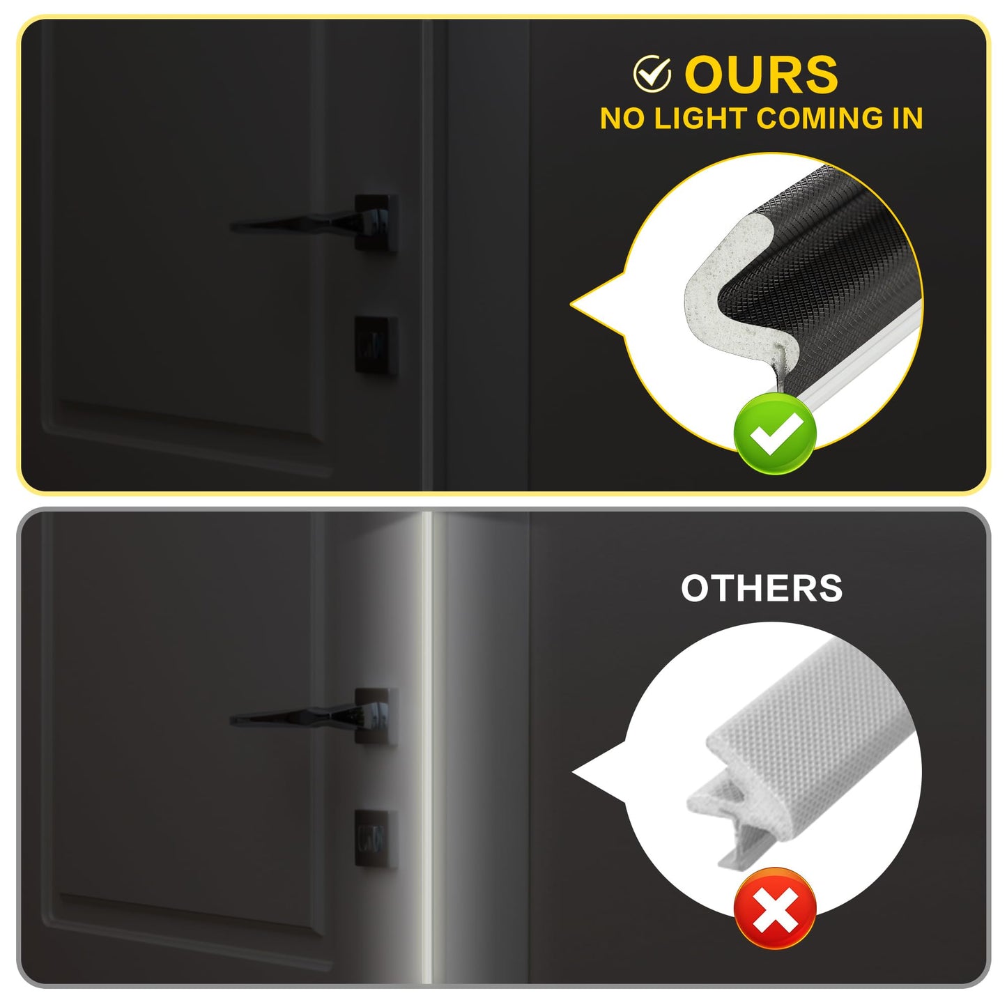 Weather Stripping Door Seal Strip - Soundproof Q-Shaped Foam for Exterior Door Frame, Large Gap Seal, Noise Cancelling, Easy to Install (Black, 26FT)