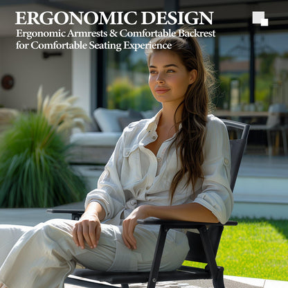 Crestlive Products Folding Patio Chairs Set of 4, Outdoor Foldable Chairs for Outside Portable Lawn Chair with Durable Rust-Resistant Frame and Breathable Textilene Material, Gray