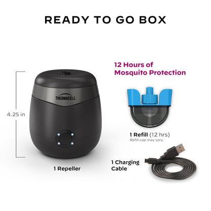 Thermacell Mosquito Repeller E-Series Rechargeable with 20' Mosquito Protection Zone; Up to 9-Hr Battery Life; Includes 12-Hr Refill; Flame or Scent; DEET-Free Bug Spray Alternative