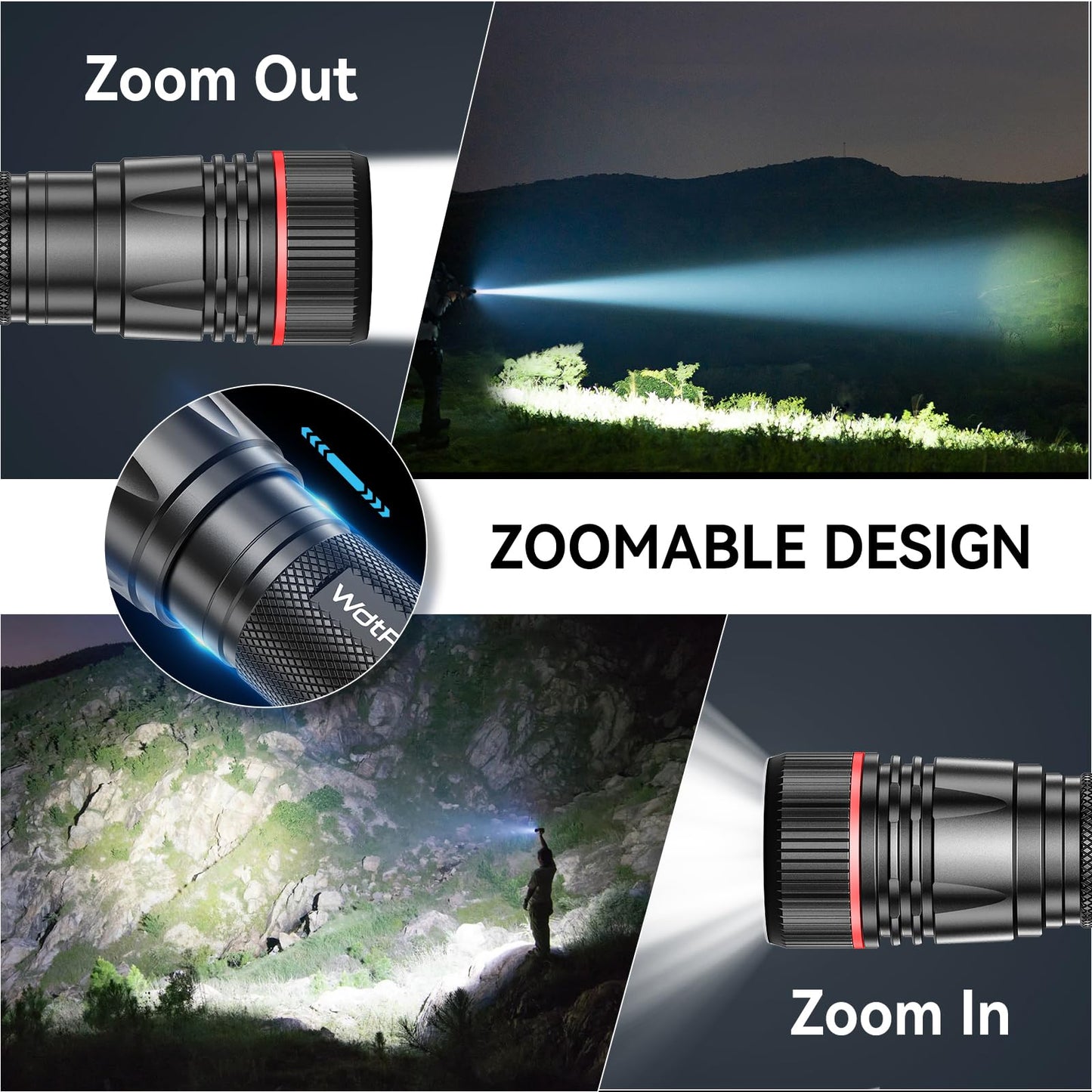 WdtPro Rechargeable Flashlights High Lumens, 2 Pack 10H Long Lasting Super Bright EDC Flashlight, LED Mini Tactical Flash Lights for Camping Emergency, Drop & Water Resistant (Battery Included)