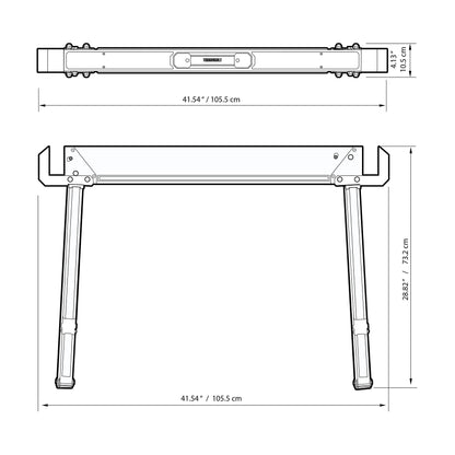 ToughBuilt - Folding Sawhorse/Jobsite Table - Sturdy, Durable, Lightweight, Heavy-Duty, 100% High Grade Steel, 41.5-Inch Easy Carry Handle - (TB-C550)