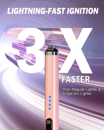 【Upgraded】 Dual Arc Electric Candle Lighter Rechargeable USB Lighter Plasma Arc Lighters for Candle (Rose Gold)