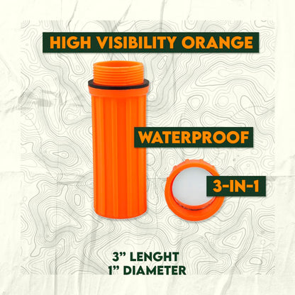 SE 3-IN-1 Orange Waterproof Match Storage Box with Signaling Mirror and Firestarter Flint - CCH6-1
