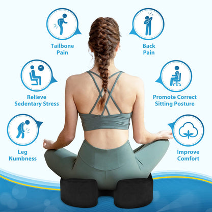 BlissTrends Seat Cushion,Thick Memory Foam Cushions for Office Chair, Car Seat, Airplane, Relieving Pressure Tailbone Sciatica Back Pain for Long Sitting Office Workers, Car Drivers 4.7in Thick Black