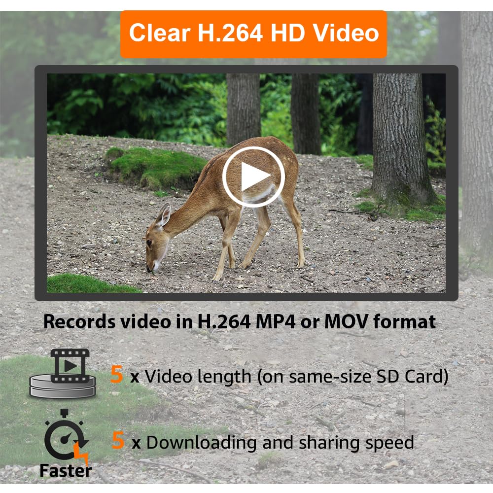 GardePro A3S Trail Camera, 64MP 1296p Game Camera with Clear 100ft No Glow Night Vision, Fast 0.1s Trigger Speed Motion Activated Waterproof, H.264 MP4 Video