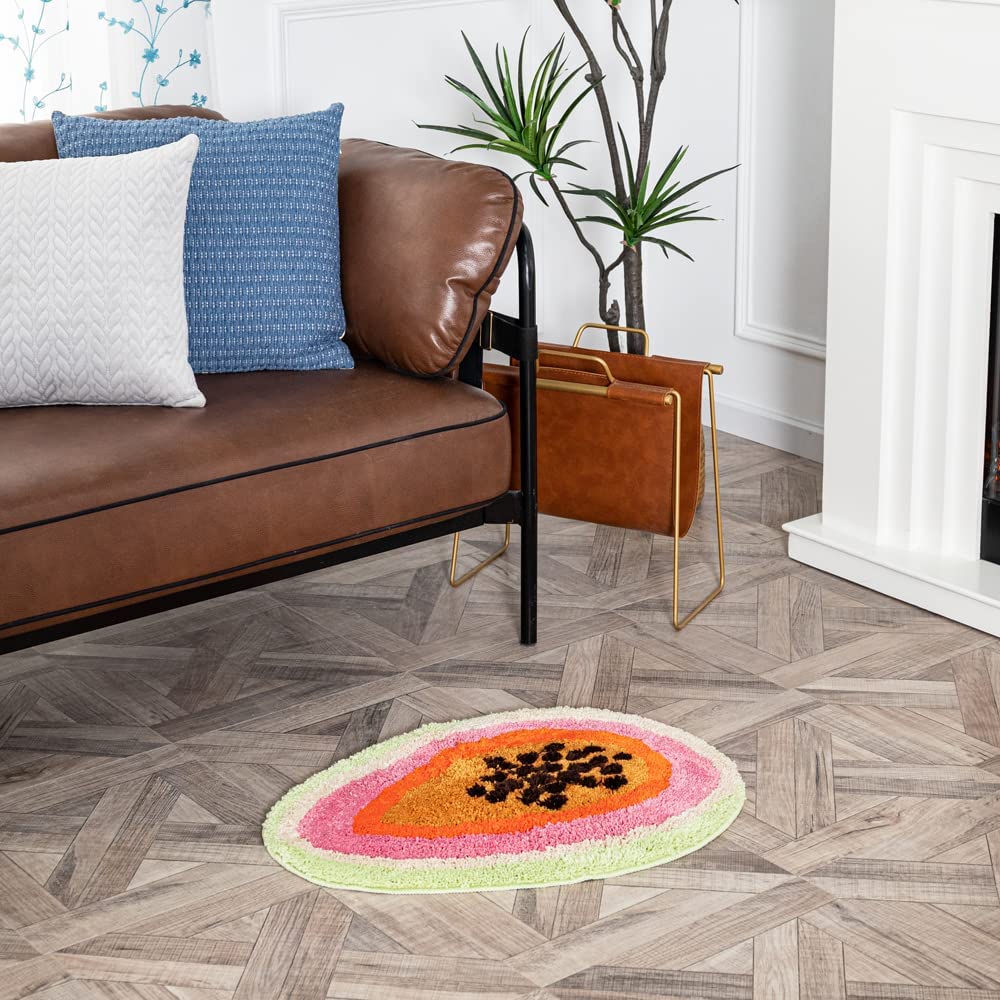 ZSCYD-yingda1992 Passion Fruit Shaped Rug Fruits Bath Mat Area Rug Non-Slip Bathroom Door Soft Cartoon Bathmat for Bedroom Kitchen Home Decor (18.5x25.6in)