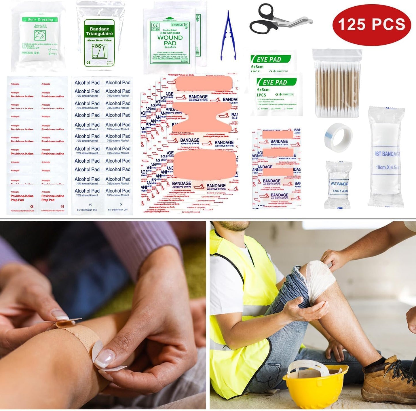 First Aid Kits with Tourniquet 36" Splint Bandage, Survival Gear and Equipment Multi-Purpose Emergency Bag Tool Kits, Survival First aid Kits Emergency kit for Outdoor Camping Hunting Car (Red)