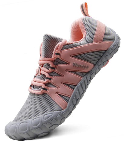 Women's Five Fingers Minimalist Shoes Barefoot Gym Workout Shoes Indoor Treadmill Rowing Jogging Fitness Comfortable Gray Pink US Size 7 7.5