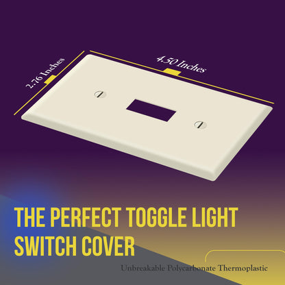 ENERLITES Toggle Switch Wall Plate, Gloss Finish, Size 1-Gang 4.50" x 2.76", Unbreakable Polycarbonate Thermoplastic, 8811-LA, Light Almond, Standard