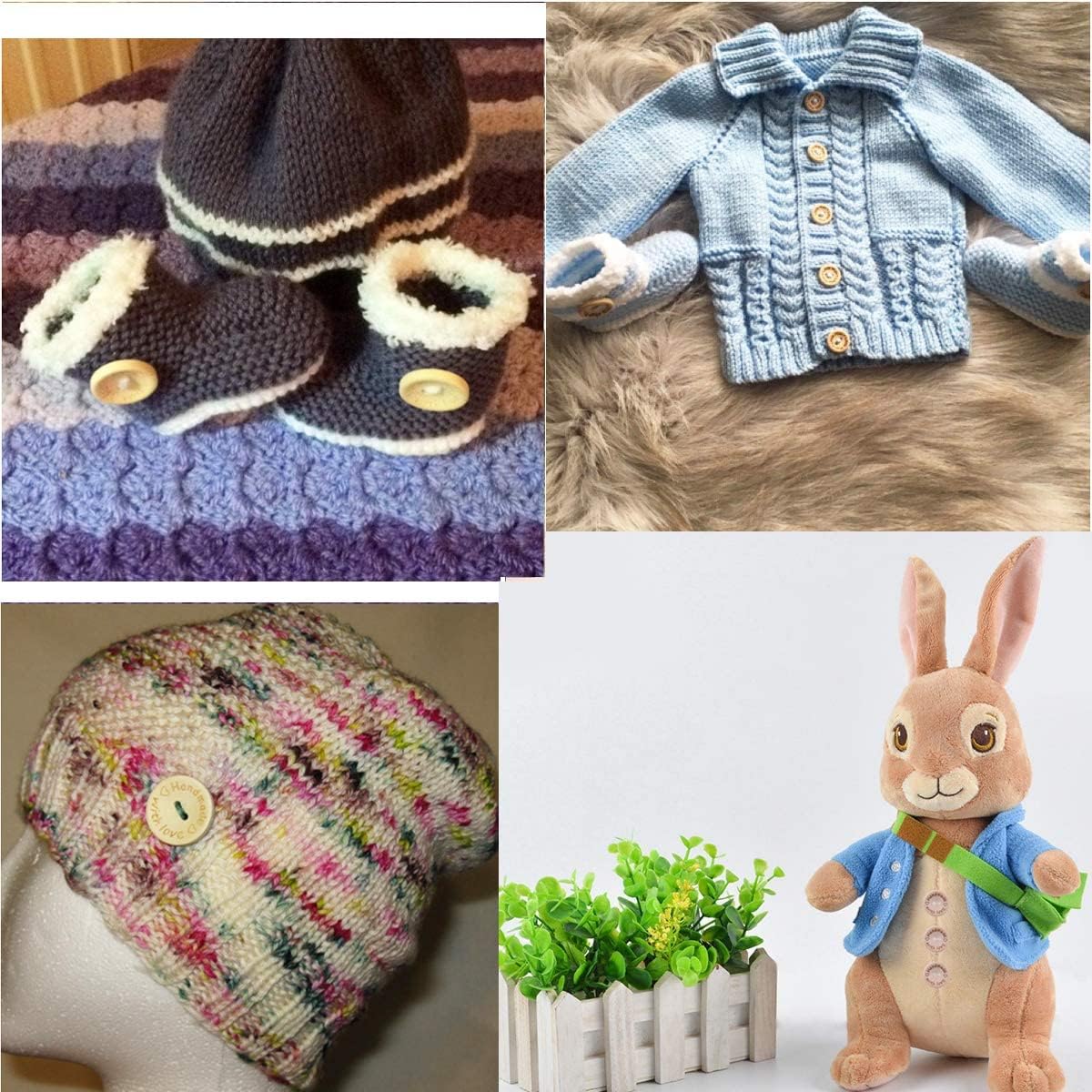 150pcs Wooden Handmade with Love Round Craft Decor 2 Holes Wooden Sewing Buttons (15-20-25mm)