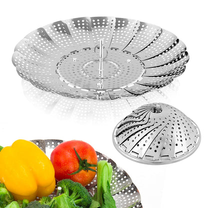 Sayfine Vegetable Steamer Basket, Premium Stainless Steel Veggie Steamer Basket for cooking - Folding Expandable Steamers to Fits Various Size Pot (Large(6" to 10.5")
