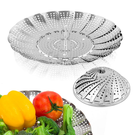 Sayfine Vegetable Steamer Basket, Premium Stainless Steel Veggie Steamer Basket for cooking - Folding Expandable Steamers to Fits Various Size Pot (Large(6" to 10.5")