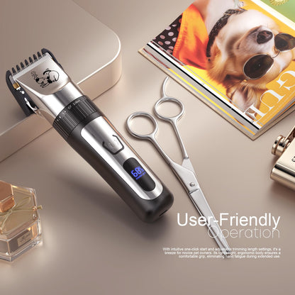 AJELU Dog Grooming Clipper Kit, Cordless Low Noise Rechargeable Electric Trimmer With Adjustable Comb & Detachable Blades, Suitable for Dogs, Cats, Pets