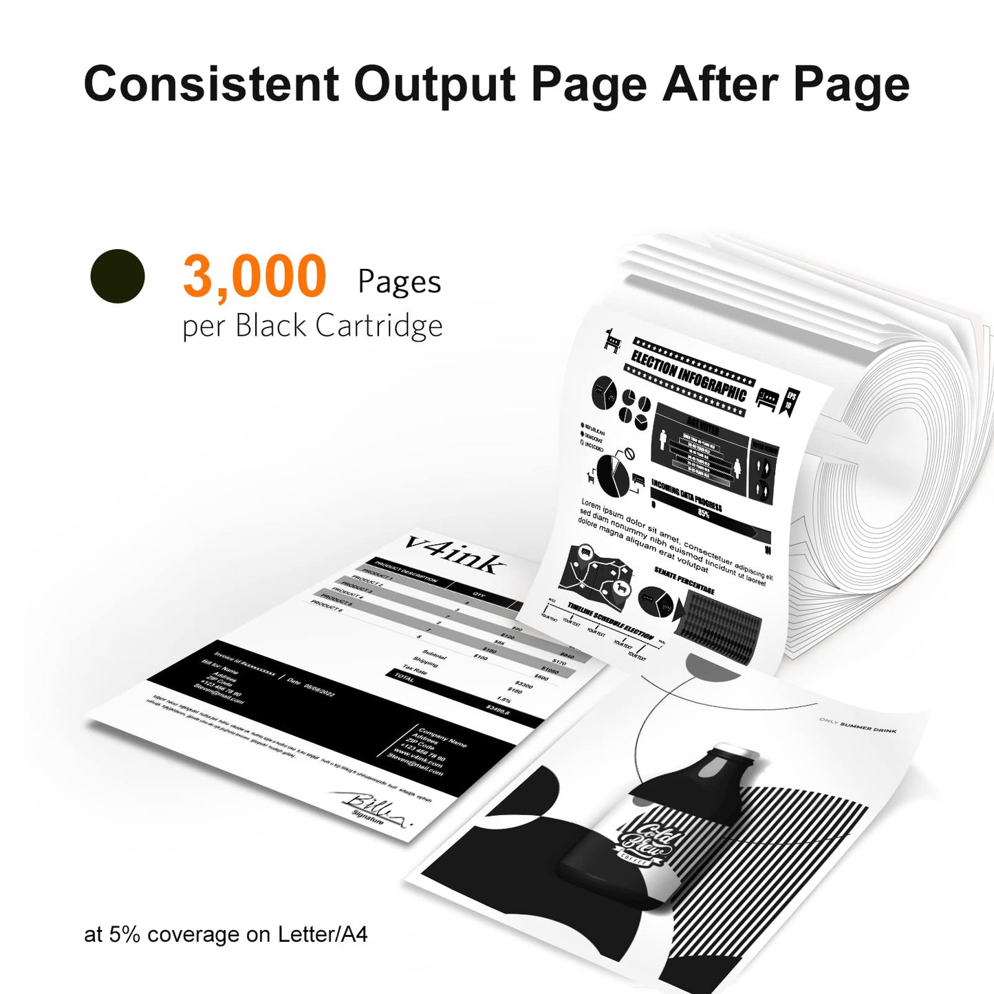 v4ink 4PK Compatible TN760 Toner Replacement for Brother TN760 TN-760 TN730 TN770 Toner Cartridge for Brother HL-L2350DW HL-L2390DW HL-L2395DW HL-L2370DW MFC-L2710DW MFC-L2750DW DCP-L2550DW Printer