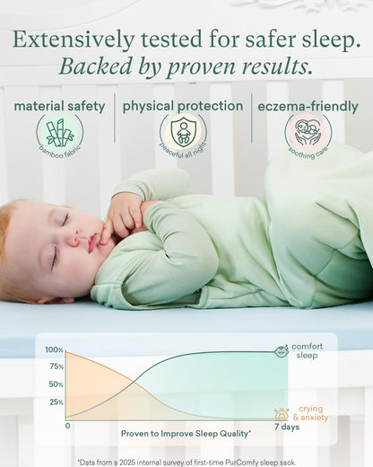 PurComfy Supersoft Sleep Sack 1.0 TOG, Premium Bamboo Viscose Baby Sleeping Bag, 2-Way Safe Zipper Sleep Sacks 6-15 Months (Slate)