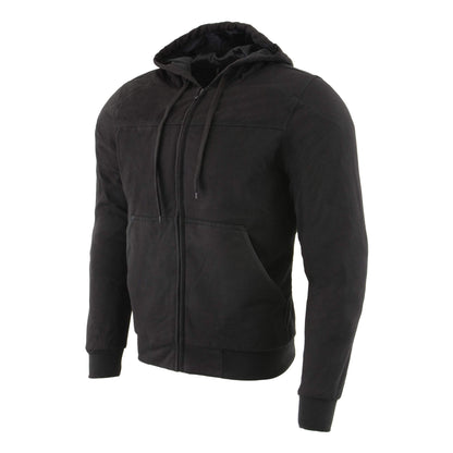 Milwaukee Leather MPM1788 Men's Black CE Approved Armored Riding Hoodie Sweater w/Aramid by DuPont Fibers - Medium