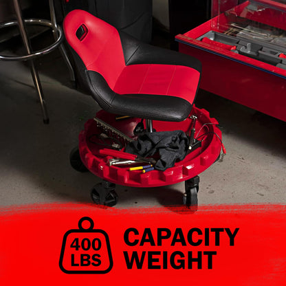 Traxion 2-700 ProGear Mobile Rolling Gear Seat W/Equipment Tray and Five All-Terrain 5" Casters