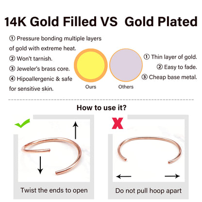 Thin Nose Rings Hoops for Women/Men,Tiny Small Gold Nose Rings 22g for Nose Piercings (1pc - 22 gauge - 7mm,14K Gold Filled)