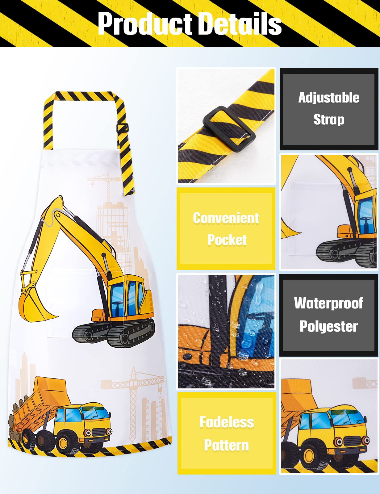 WERNNSAI Kids Art Apron for Boys - Truck Toddler Artist Aprons for Kids, Painting Art Smock Kitchen Chef Aprons for Children Cooking Baking Gardening Party Birthday Gifts Age 2-5 Years