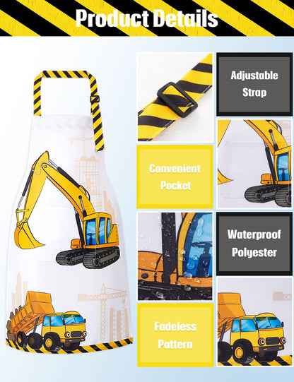 WERNNSAI Kids Art Apron for Boys - Truck Toddler Artist Aprons for Kids, Painting Art Smock Kitchen Chef Aprons for Children Cooking Baking Gardening Party Birthday Gifts Age 2-5 Years