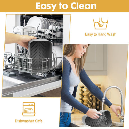 Silicone Air Fryer Liners 10QT, Reusable Airfryer Basket Liners for Ninja DZ550/DZ401, 2Pcs 5QT Large Air Fryer Accessories, Dishwasher safe (8.46 * 5.9 inch （10 QT）, DZ401 - Black)