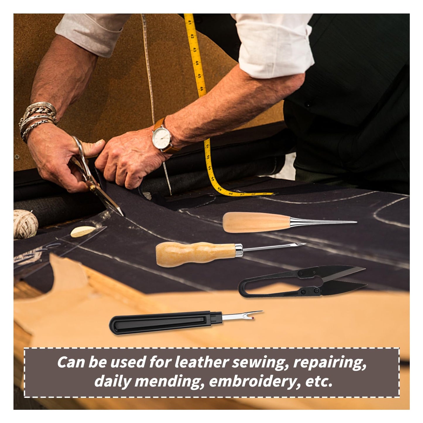 BAGERLA Upholstery Repair Sewing Kit Heavy Duty Sewing Kit with Awl Tools, Seam Ripper, Hand Stitching Needles, Upholstery Thread, Leather Craft Tool Kit for Shoes Sofa Tent Carpet Leather Craft DIY