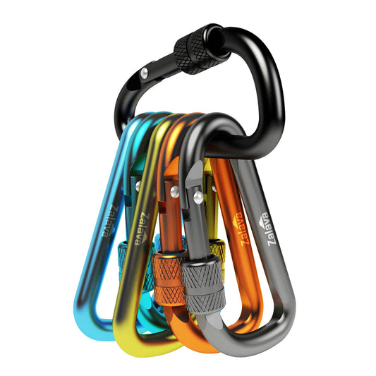 Zalava 6pcs 2”D-Clip Durable Locking Carabiner Keychain Clip with Hook
