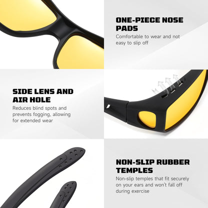 Tnnaiko Night Driving for Men Women, Night Vision Glasses Fit Over Glasses Sunglasses Polarized Nighttime