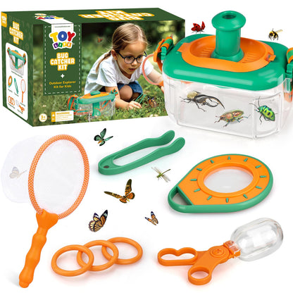 TOY Life Bug Catcher for Kids Outdoor Toys with Butterfly Net, Bug Habitat with Magnified Viewer, Bug Toys Tweezers & Magnifying Glass, Inset Catcher for Kids Outdoor Activities Explorer Kit