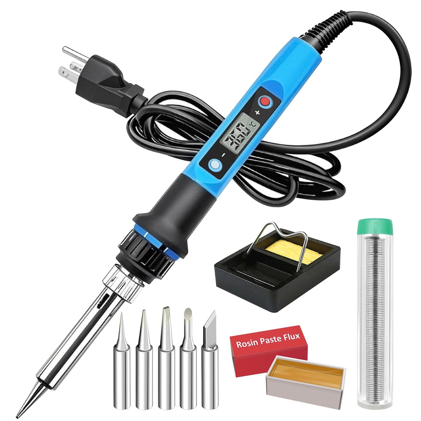 Soldering Iron Kit, 80W 110V Fast Heat up in 10s LCD Digital Adjustable Temperature Soldering Gun Thermostatic Soldering Kit for Electronic