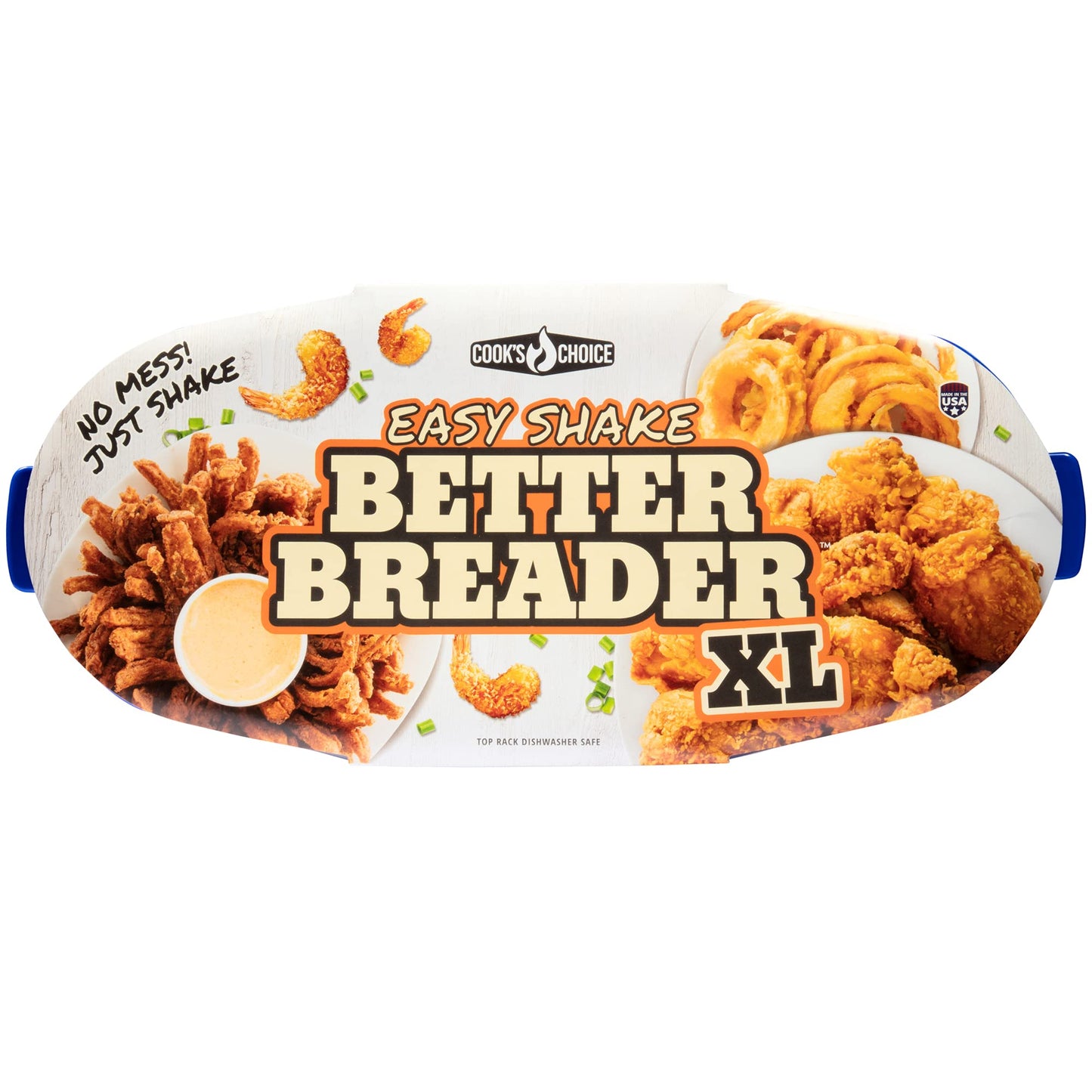 Cook's Choice XL Original Better Breader Batter Bowl- All-in-One Mess Free Breading Station Tool- Great for Parties - Pour in Seasoning, Add Meat or Vegetables of Choice, & Just Shake- Made in the USA
