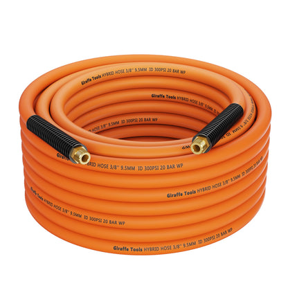 Giraffe Tools Hybrid Air Hose, 3/8 inch x 50 ft, 1/4 in. MNPT Fittings, 300 PSI Heavy Duty, Lightweight Air Compressor Hose
