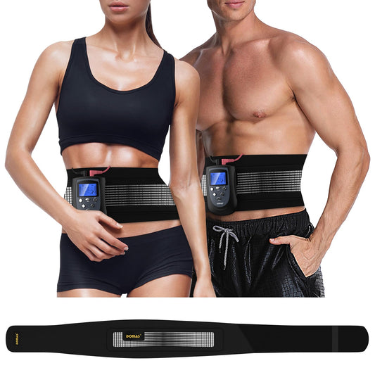 DOMAS Ab Belt Abdominal Muscle Toner- Abs Stimulator with 6 Modes Electronic Abs Stimulating Belt EMS Muscle Toning Belt for Men Women Training Device for Muscles Stomach Workout Massager