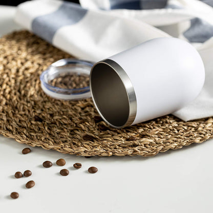 COMOOO 12oz Wine Tumbler with Lid and Straw, Stainless Steel Stemless Wine Glass, Double Wall Vacuum Insulated Wine Tumbler Cup, Cocktails,Beer,Champaign, White, 8 Pack