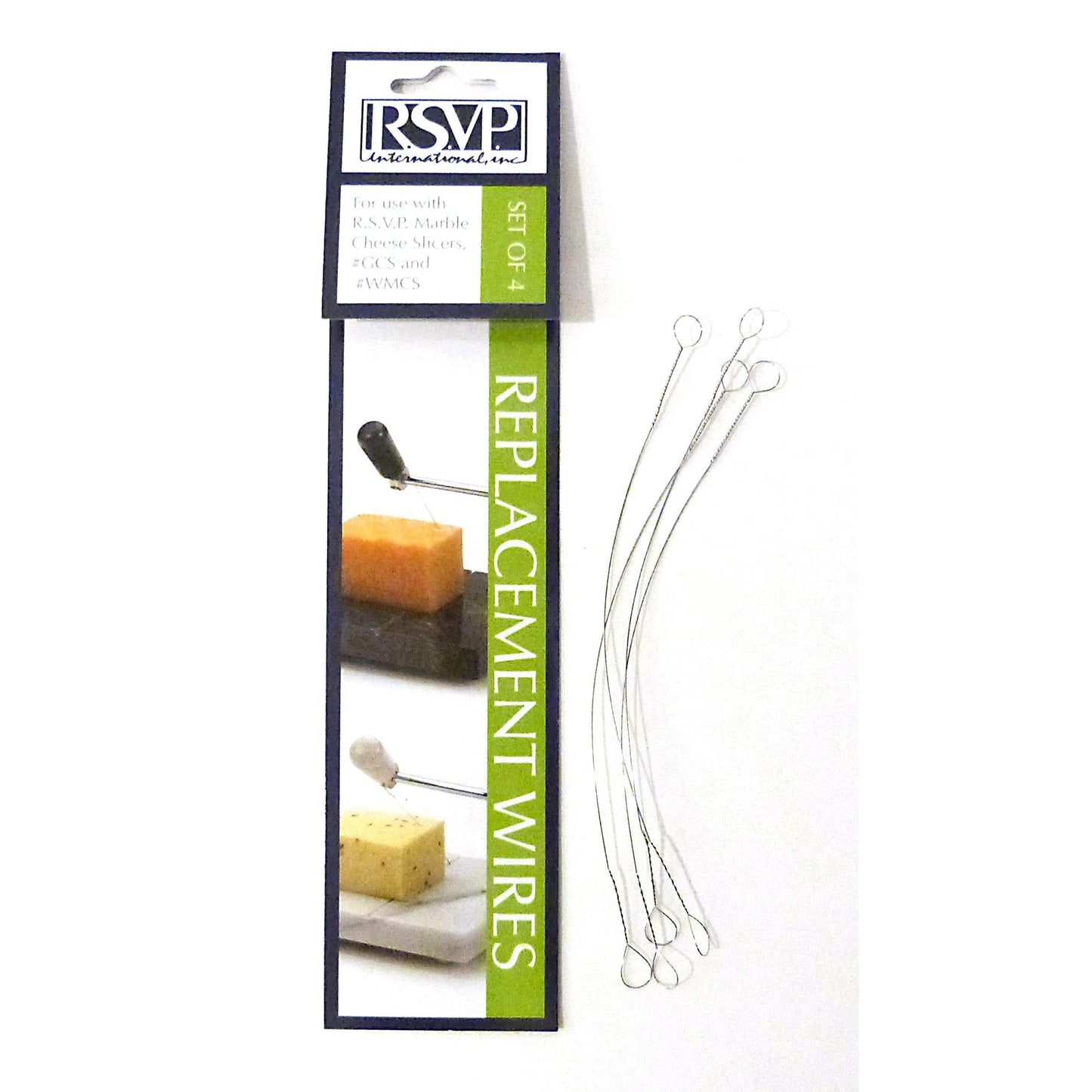 RSVP International Cheese Slicer Cut Cheese, Meats & Other Appetizers, 6x13", Replacement Wires for Green and White Marble