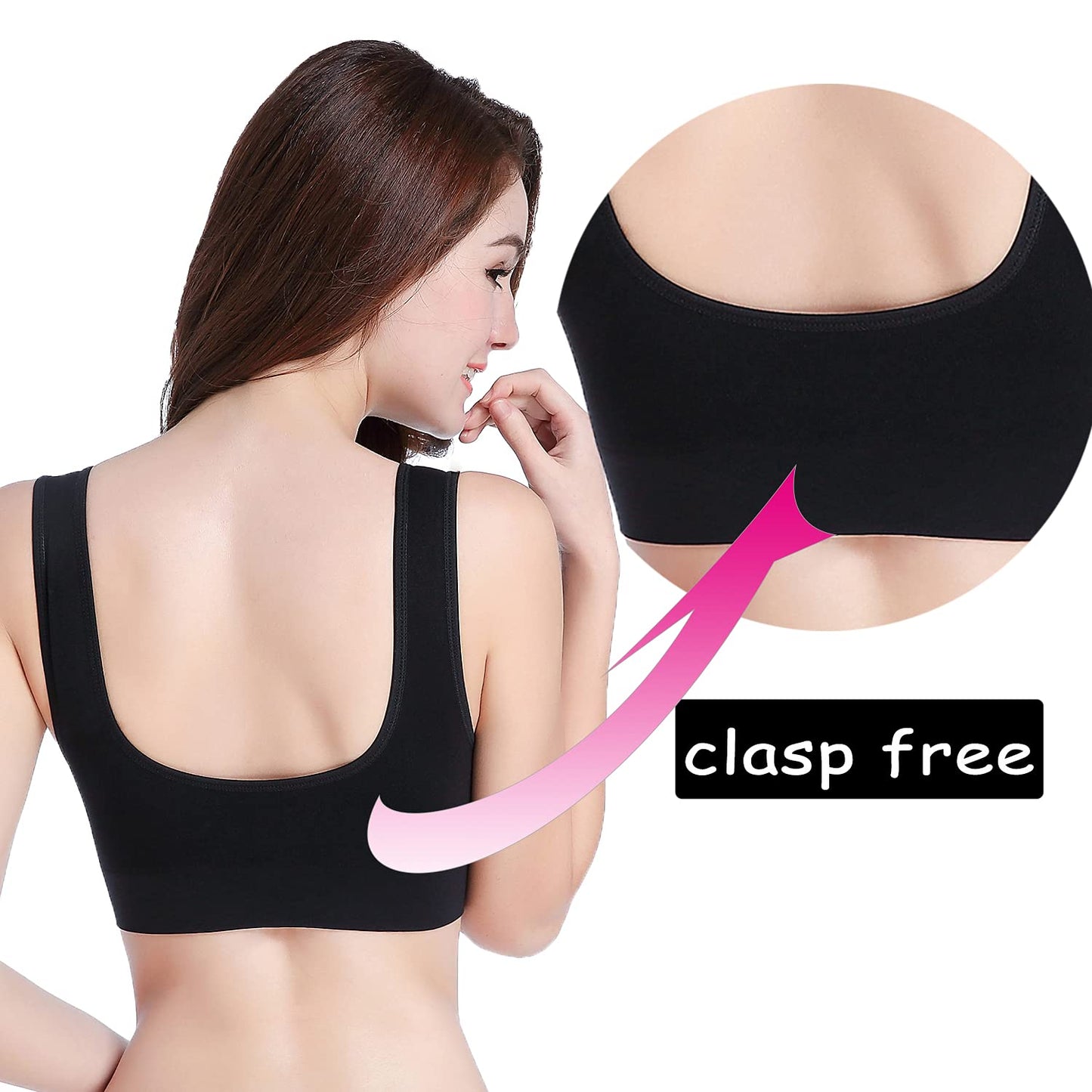 PRETTYWELL Sleep Bra for Women, Comfort Seamless Wireless Stretchy Sports Bra, 3 Pack Yoga Bra, with Removable Pads