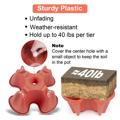 Vertical Planter 5 Tier Stackable Planters Garden Planters Strawberry Herb Flower and Vegetable Planter Indoor Outdoor Gardening Pots with Removable Wheels and Tools