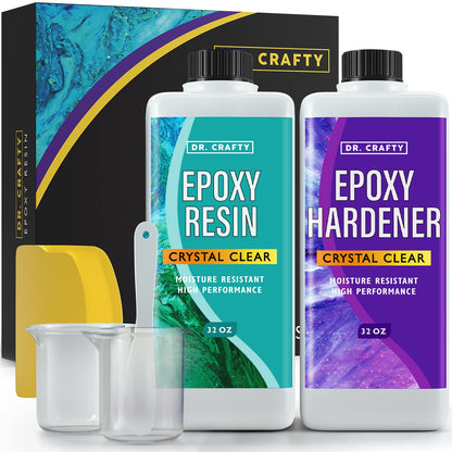 DR CRAFTY Clear Epoxy Resin Kit - For Table Top, Molds, Art, Craft, Jewelry Casting, DIY, Tumblers & Wood - 2 Part Kit, 64 Ounces
