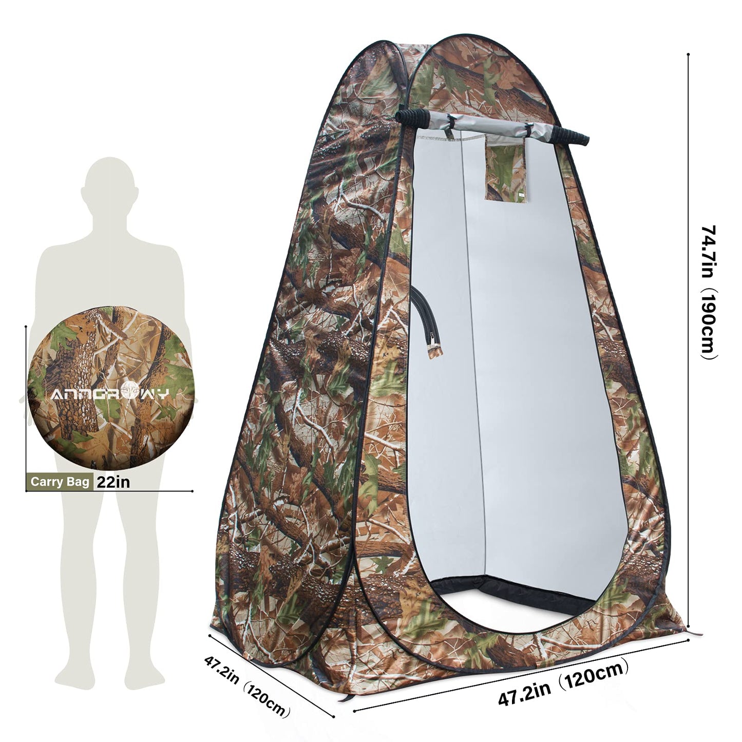 anngrowy Pop Up Privacy Tent for Shower Portable Outdoor Camping Bathroom Toilet Changing Dressing Room Privacy Shelters Room for Hiking and Beach Sun Shelter Picnic Fishing– UPF40+ Waterproof