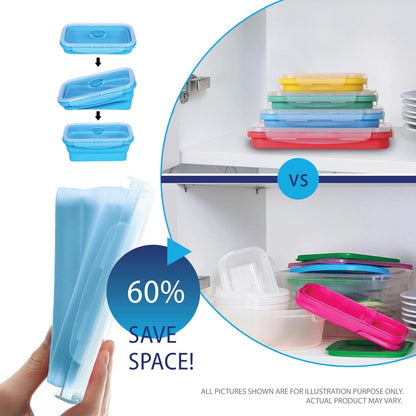 Deke Home - Collapsible Silicone Food Storage Containers with Lids, Set of 4, BPA-Free, Airtight, Space-Saving Meal Prep & Lunch Box, Microwavable, Freezer & Dishwasher Safe, Camping & Travel