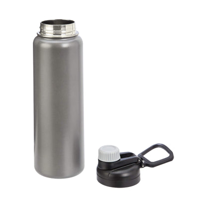 Amazon Basics Large Stainless Steel Insulated Water Bottle, Spout Lid, 30.1 ounces, Gray