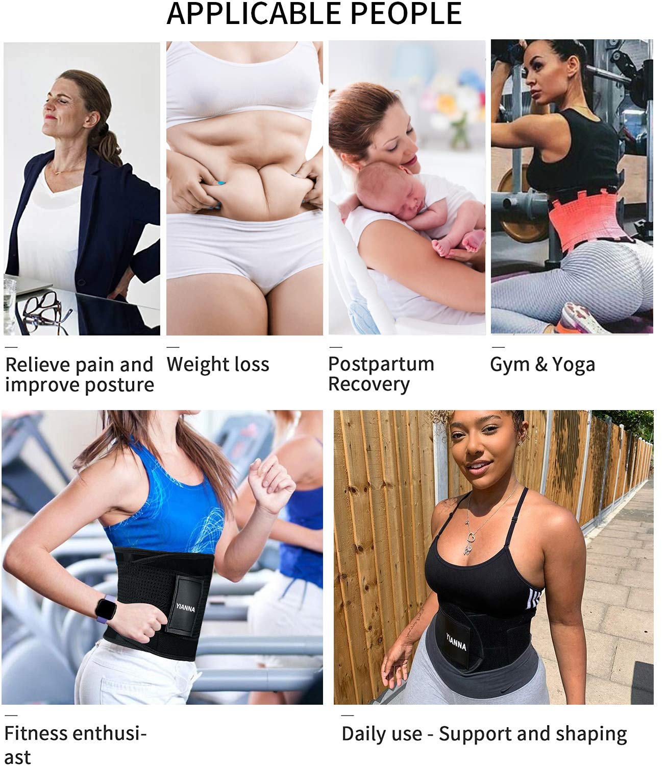 YIANNA Women Waist Trainer Belt - Slimming Sauna Waist Trimmer Belly Band Sweat Sports Girdle Belt Weight loss, YA8002-Rose-XL