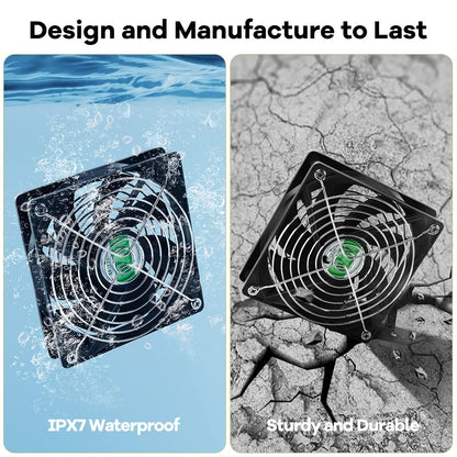 erifyng Solar Powered Fan, Solar Fan for Shed, Chicken Coop, Greenhouse, Outside with Two IPX7 Waterproof 5In Fans 13Ft On/Off Switch Cable Exhaust Intake Mounting Way and Installation Kits