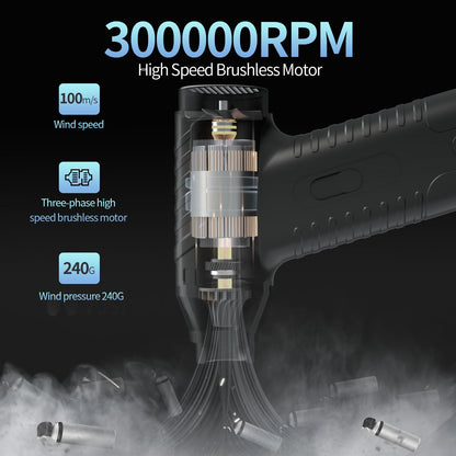 Compressed Air Duster, New Upgrade 300000RPM Electric Air Duster, Powerful Replace Compressed Air Can - No Canned Air, Jet Dry Blower Portable Air Blower for Computer Clean, Keyboard, Car Dry, Home.