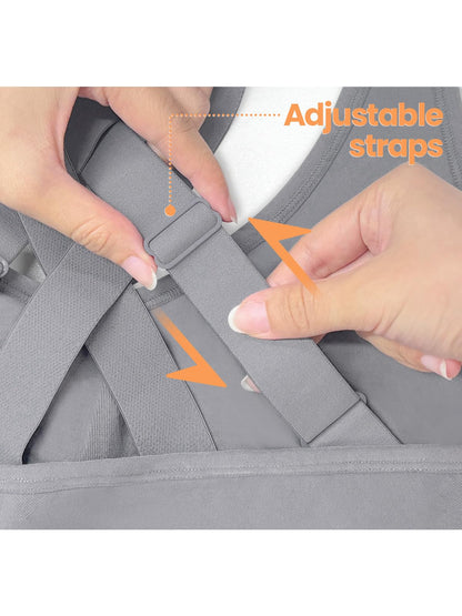 Sports Bras for Women High Support: Padded Workout Strappy Criss Cross Back Running Yoga Gym Seamless Medium Impact Push Up Crazy Girl Plus Size Bra 3 Pack Top Multipack Large Bust Breast White Black