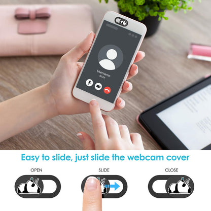 Webcam Cover, 0.02 inch Panda Laptop Camera Cover, Cute Accessories for Laptop PC iPhone iPad iMac MacBook Pro Air Computer Smartphone Tablet, Camera Cover Slide Protect Your Personal Privacy