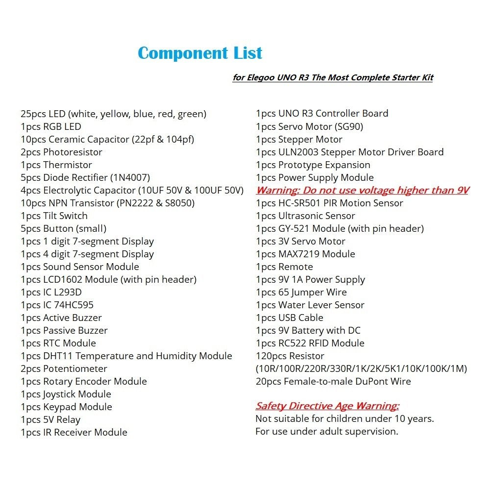 ELEGOO UNO R3 Project Most Complete Starter Kit with Tutorial Compatible with Arduino IDE (200+ Components)