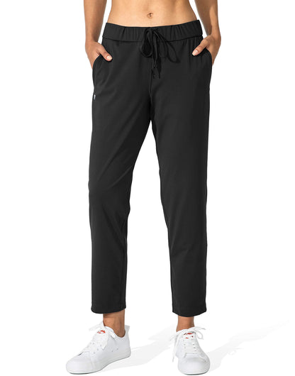 G Gradual Women's Pants with Deep Pockets 7/8 Stretch Sweatpants for Women Athletic, Golf, Lounge, Work (Black, Large)