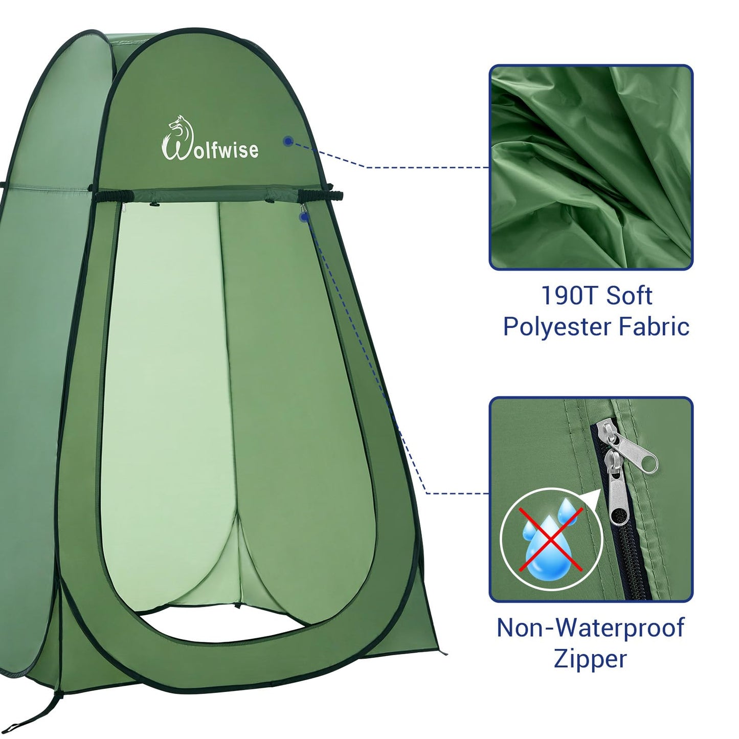 Wolfwise Pop Up Changing Tent for Beach, Camping Portable Shower Tents, Outdoor Privacy Bathroom, Change Dressing Clothes Porta Potty Tent Pop Up Instant for Camp, Toilet, Green
